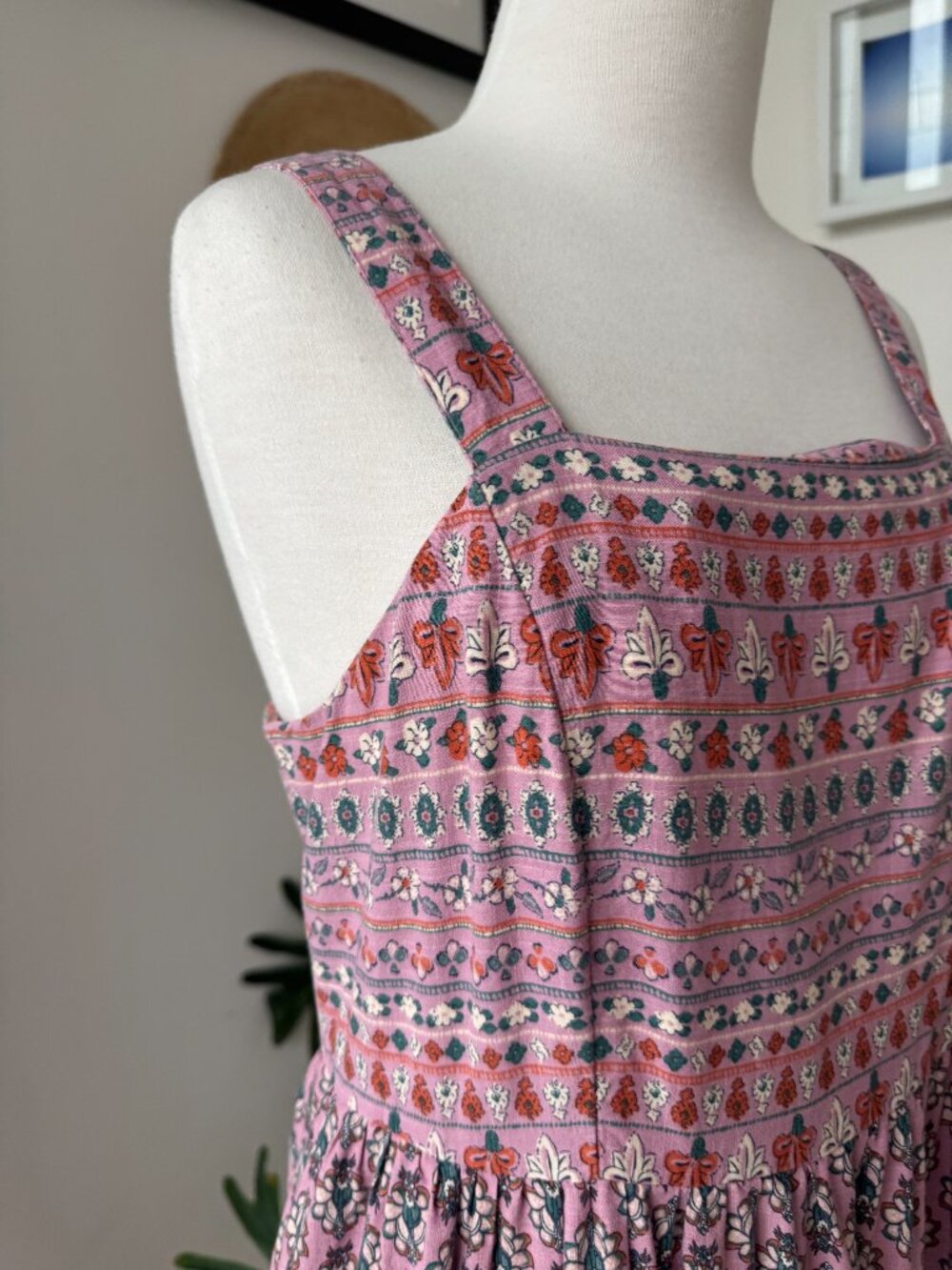 Knox Rose Paisley Floral Tiered Smocked-Back Peasant Maxi Dress M Medium - Picture 8 of 14